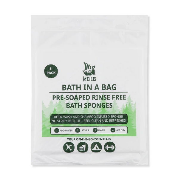 Bath in a Bag - Rinse Free Bath Sponges - 5 Pack